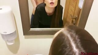 Petite teen Natalissa gets fucked in the restaurant toilet on the first date