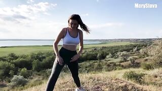 A guy fucked a girl in the middle of her training session outdoors