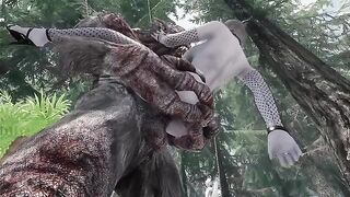 Dark elf gets her pussy smashed by a troll