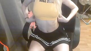 Young schoolgirl fucks and sucks cock at home, showcasing her tight physique