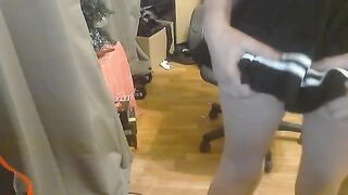 Young schoolgirl fucks and sucks cock at home, showcasing her tight physique