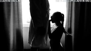 The guy rewarded the girl with a discharge for her slutty behaviour