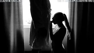 The guy rewarded the girl with a discharge for her slutty behaviour