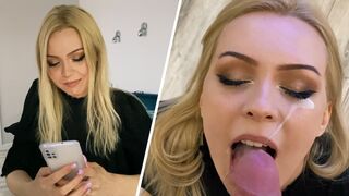 A beautiful neighbor came to visit and offered a blowjob with enthusiasm