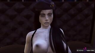 Ada Wong, captured by a police zombie girl, experiences intense sex in a Resident Evil scene