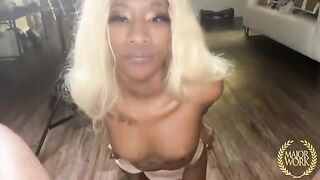 Mini Stallion, the tiny Ebony star, takes a hard pounding in doggystyle