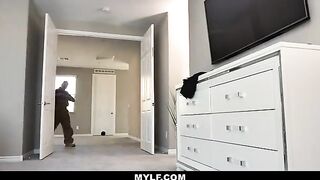 A horny babysitter, Joslyn James, gets fucked by her boss