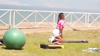 Hot Peruvian gym teacher caught in a steamy workout session