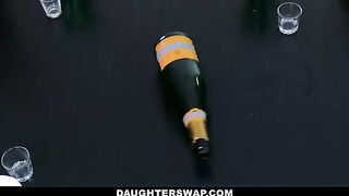 Spin the bottle game turns into a steamy stepdad threesome