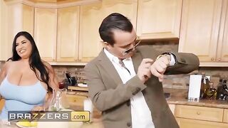 Two horny hussies share a big double-end dildo