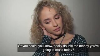 Public Agent Curly haired petite Spanish babe Geishakyd gets fucked in the hallway for cash