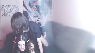 The couple continues their braindance in a different position, getting even more pleasure from each other
