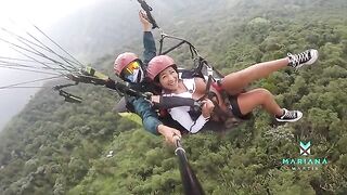 Latina Mariana Martix squirts while paragliding over the sea