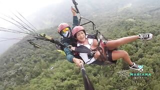 Latina Mariana Martix squirts while paragliding over the sea
