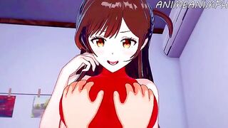 Hentai version of Rent a Girlfriend with Chizuru Mizuhara in cowgirl action