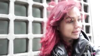 German college teen Ria Red gets picked up for raw casting fuck