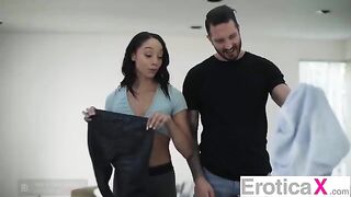 A couple enjoys a passionate and sensual intimate moment together
