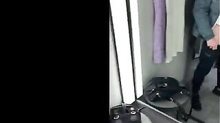 A guy fucked her in the fitting room and she squirts cum on her face