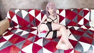 The guy made cumshot on the sexy ass of young model Lina Moore