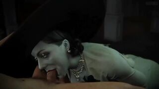 Lady Dimitrescu getting her pussy sucked by a big cock