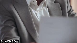 The blonde is crazy about her best friend's boss, she just wants his cock