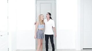 Skinny blonde Madison Summers has passionate sex right in the kitchen