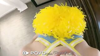 The cheerleader has an incredible and passionate facial sex with a guy in POV style