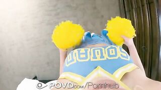 The cheerleader has an incredible and passionate facial sex with a guy in POV style