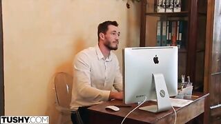 Nancy satisfies her anal sex fantasy with a coworker