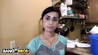 Latina maid Eva Saldana gets her pussy creampied by horny client