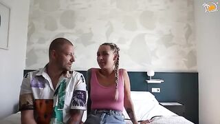 A couple has fun at the hotel with dirty talk