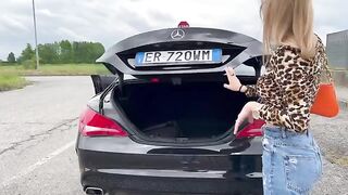 A hot girl buys a used car and fucks the seller in the car