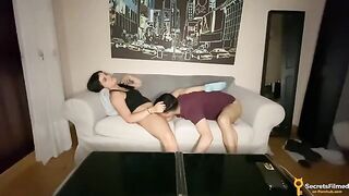 A movie night turned into a steamy session on the couch