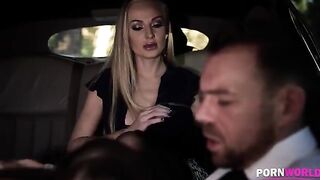 The driver got fucked by a busty blonde MILF and her friend in hardcore action