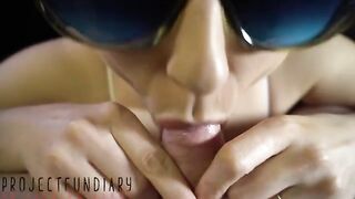 Smegma and foreskin eating with intense close-up action and cum shot
