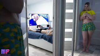 Pervert stepdad spies on his stepdaughter in the most awkward way