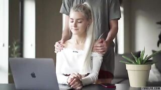 Eva Elfie was creampied during a zoom class in her tight pussy