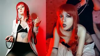 Makima lost control of her pet in a kinky Chainsaw Man cosplay