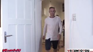 An amateur swingers party with some random participants on webcam, featuring intense action