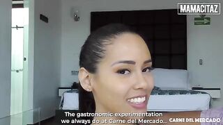 Skinny brunette teen Andreina De Luxe shakes big booty on a big cock