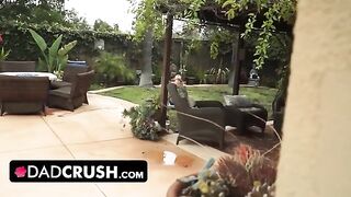 Fit girl lets her stepdad finger and fuck her by the pool
