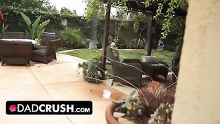 Fit girl lets her stepdad finger and fuck her by the pool
