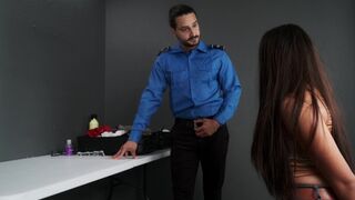 A hot girl was stopped by a security agent at the airport