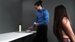 A hot girl was stopped by a security agent at the airport