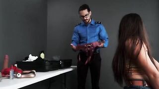 A hot girl was stopped by a security agent at the airport