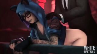 Hentai compilation with a sexy Lynx woman from Fortnite in 3D