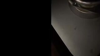 Cheating wife entertains husband's friend in the kitchen while he works