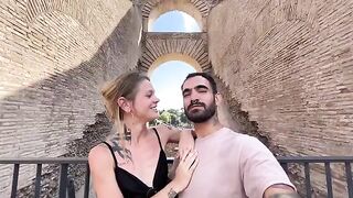 A couple has a romantic sex on their date in Rome, full of passion