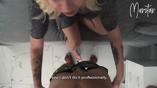 A hot girl has sex with a guy from the cleaning company