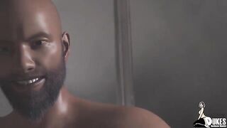 The white girl is animated and fucked by a black man with big cock